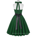 Grace Karin Sweetheart Backless Halter Nylon-Cotton Dark Green 50s Vintage Retro Dress CL008950-7